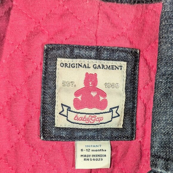 Baby Gap Infant Girls 6-12 Month Denim Insulated Double Breasted Peacoat Jacket - Picture 2 of 4